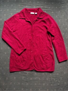 Madison Studio Dark Red Button-Front Knit Cardigan